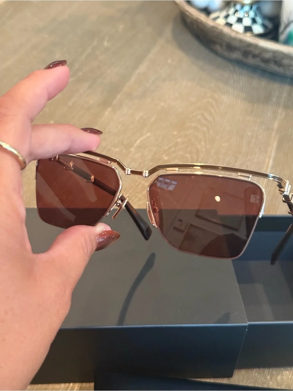 Balmain: Unisex 57mm Triomphe Gold Sunglasses